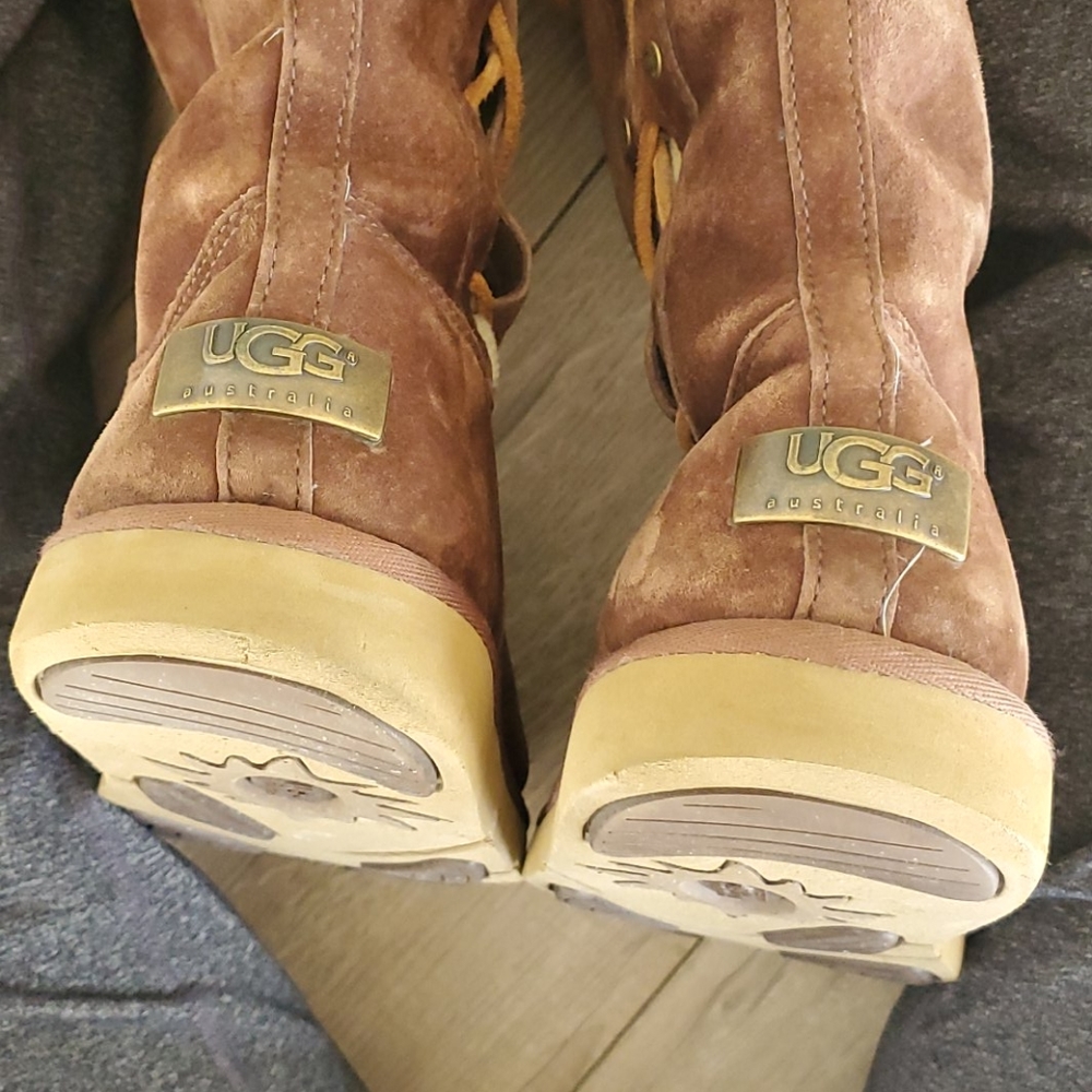 UGG Boots Womens 9 Brown Tall Winter Shearling Boots Casual - Picture 10 of 12